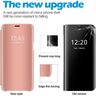  Калъф тефтер огледален CLEAR VIEW за Samsung Galaxy S22 Plus 5G S906B златисто розов 